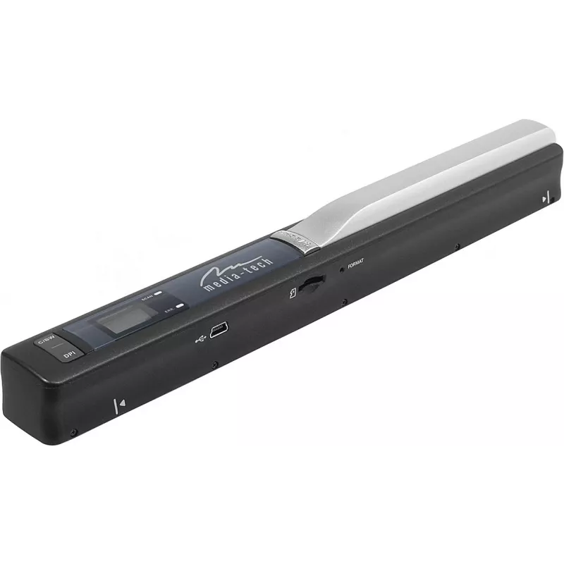 Rokas skeneris MEDIA-TECH MT4090, melns, LED displejs, USB 2.0, MicroSD, AAA baterija