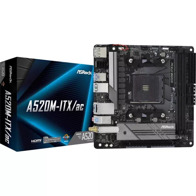 Mātesplate ASRock A520M-ITX/ac Socket AM4 micro ATX