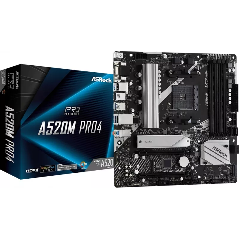 Mātesplate ASRock A520M PRO4 Socket AM4 micro ATX