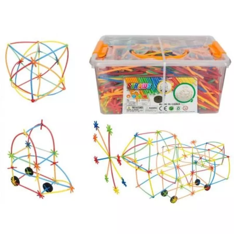 Būvēšanas bloki Ascato Askato Little Straws 1000 gab. — konstruktoru rotaļlietu komplekts, 1000 detaļas
