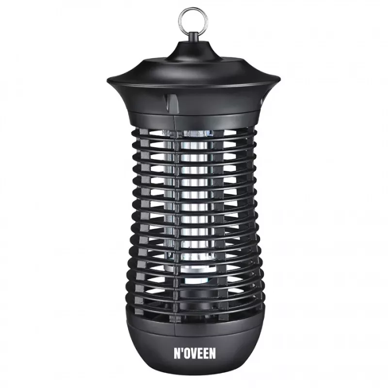 Electric insecticide lamp NOVEEN IKN18 IPX4 — 18 W UVA tube, 100 m² coverage, 1700–1800 V, indoor/outdoor, hangable, metal, Melns
