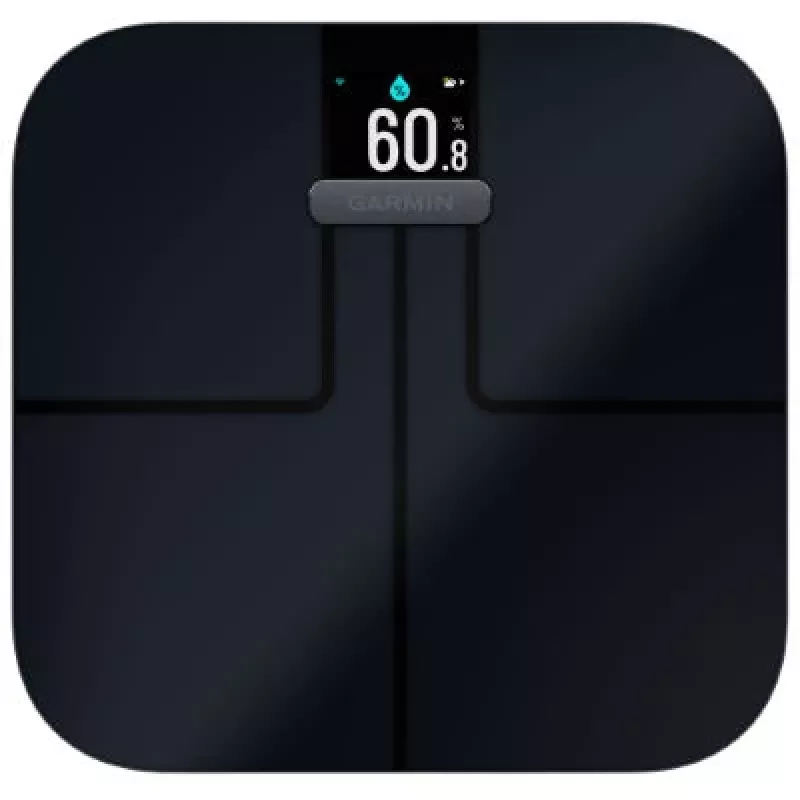 Elektroniskie personālie svari GARMIN Index S2 — melni, maks. 181,4 kg, Wi‑Fi/Bluetooth, ķermeņa kompozīcija