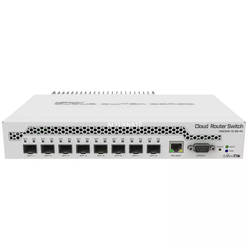 Mikrotik CRS309-1G-8S+ pārvaldāms Gigabit Ethernet (10/100/1000) Power over Ethernet (PoE) balts