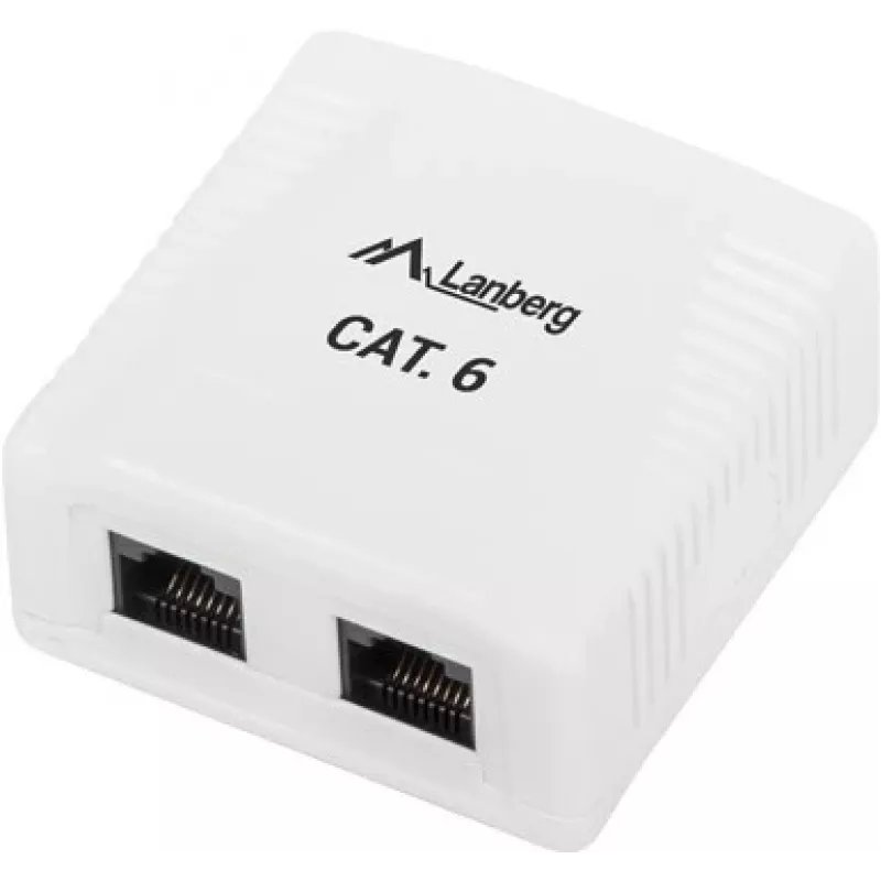 LANBERG Outlet Box RJ-45 Cat6 OU6-0002-W balta, 2 ligzdas, 30×54×57 mm