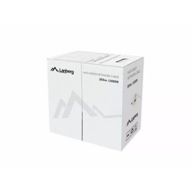 Tīkla kabelis LANBERG LCU5-12CU-0305-S U/UTP Cat5e 305 m, 24 AWG, pelēks, PVC apvalks