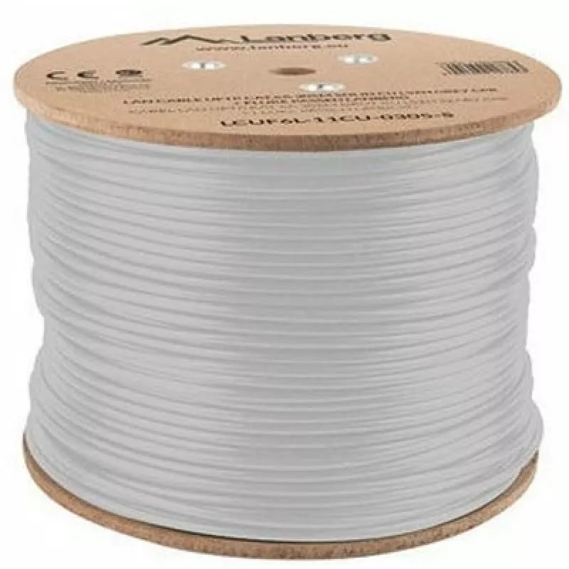 Tīkla kabelis LANBERG LCUF6L-11CU-0305-S U/FTP Cat6a uz ruļļa, 305 m, 23 AWG, 500 MHz, pelēks