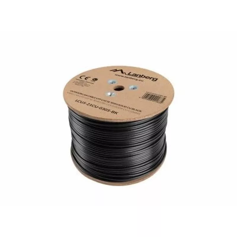 Tīkla kabelis LANBERG Cat5e U/UTP LCU5-21CU-0305-BK, 305 m, 24 AWG, PVC apvalks, melns