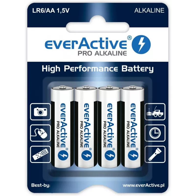 everActive vienreizējās lietošanas sārma baterija AA 1.5 V LR64BLPA iepakojumā pa 4 gab.