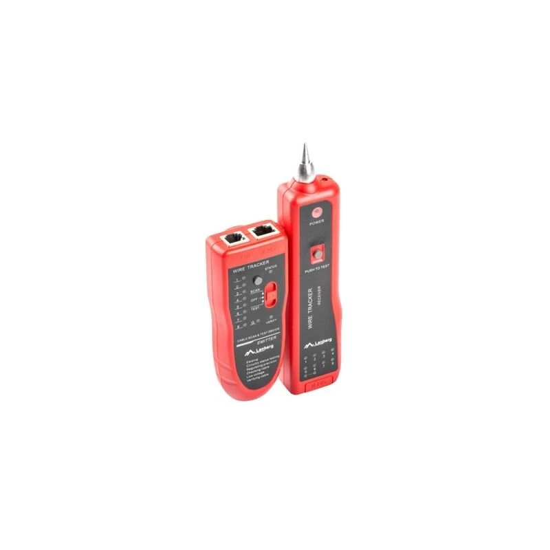LANBERG tīkla kabeļu testeris NT-0501 — RJ-11/RJ-12/RJ-45 atbalsts, maksimālais garums 250 m, iebūvēta baterija, LED indikatori, melns