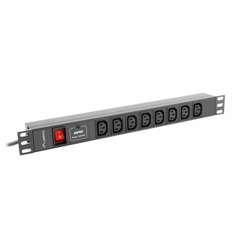 Lanberg PDU-08I-0200-C20-BK Strāvas sadales bloks (PDU) 1U melns 8 maiņstrāvas izejas (PDU-08I-0200-C20-BK)