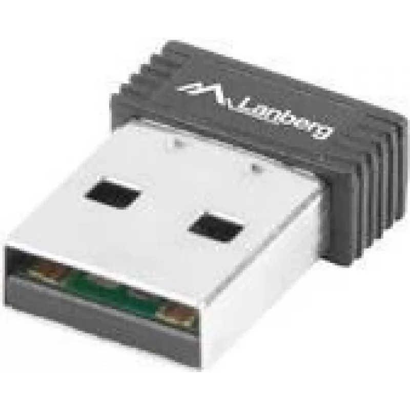 Bezvadu USB WLAN adapteris LANBERG NC-0150-WI — 150 Mbit/s, ārējā 2 dBi antena, melns