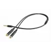Audio adapteris Gembird CCA-417M 2×3,5 mm vīrišķais uz 3,5 mm sievišķo, 0,2 m, melns