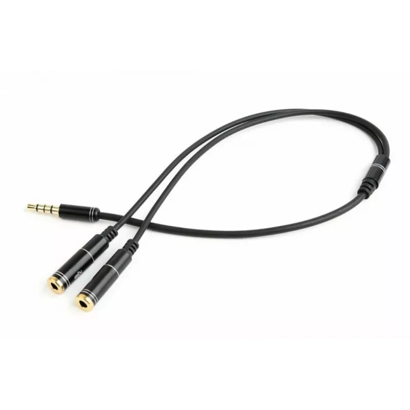 Audio adapteris Gembird CCA-417M 2×3,5 mm vīrišķais uz 3,5 mm sievišķo, 0,2 m, melns