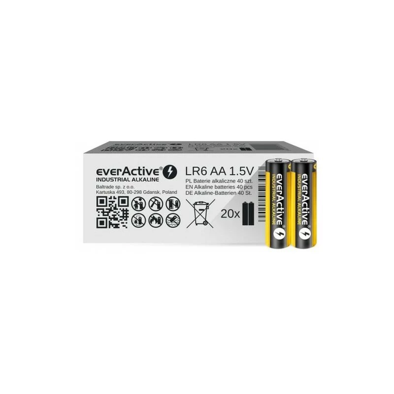 Vienreizējas lietošanas sārma baterija everActive EVLR6S2IK AA 1,5 V — iepakojumā 40 gab.