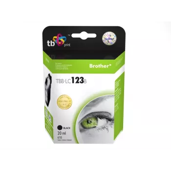 Tintes kasetne, saderīga ar Brother LC123BK, 100% jauna