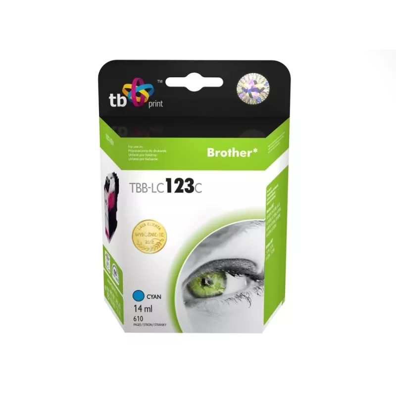 Tintes kasetne, saderīga ar Brother LC123C, 100% jauna