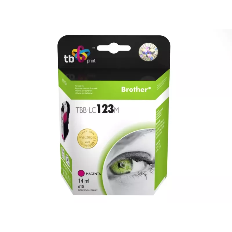Tintes kasetne, saderīga ar Brother LC123M, 100% jauna