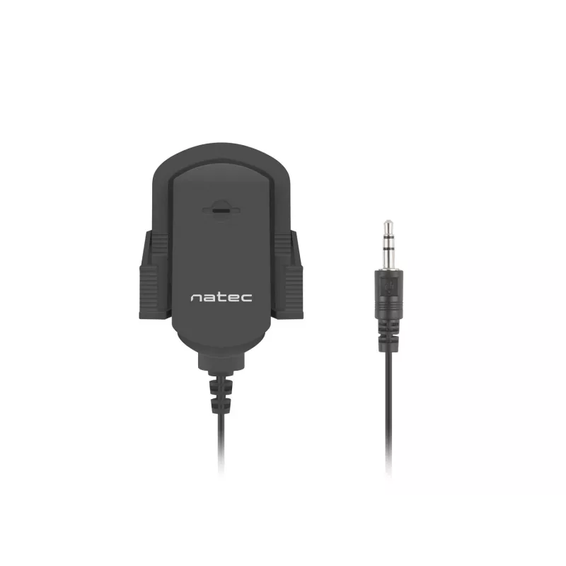 Piespraužams mikrofons NATEC NMI-1352, vadu 3,5 mm, jutība -58 dB, 50–16000 Hz, 1,8 m kabelis, 20 g