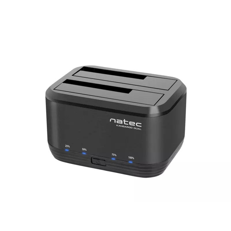 Cietā diska dokstacija 2,5/3,5 USB 3.0 Natec Kangaroo Dual, klonēšanas funkcija, strāvas adapteris