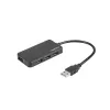 USB centrmezgls NATEC Moth 4 pieslēgvietu USB 3.2 Gen 1 Type-A (5000 Mbit/s), ar USB barošanu, melns, 0,15 m kabelis
