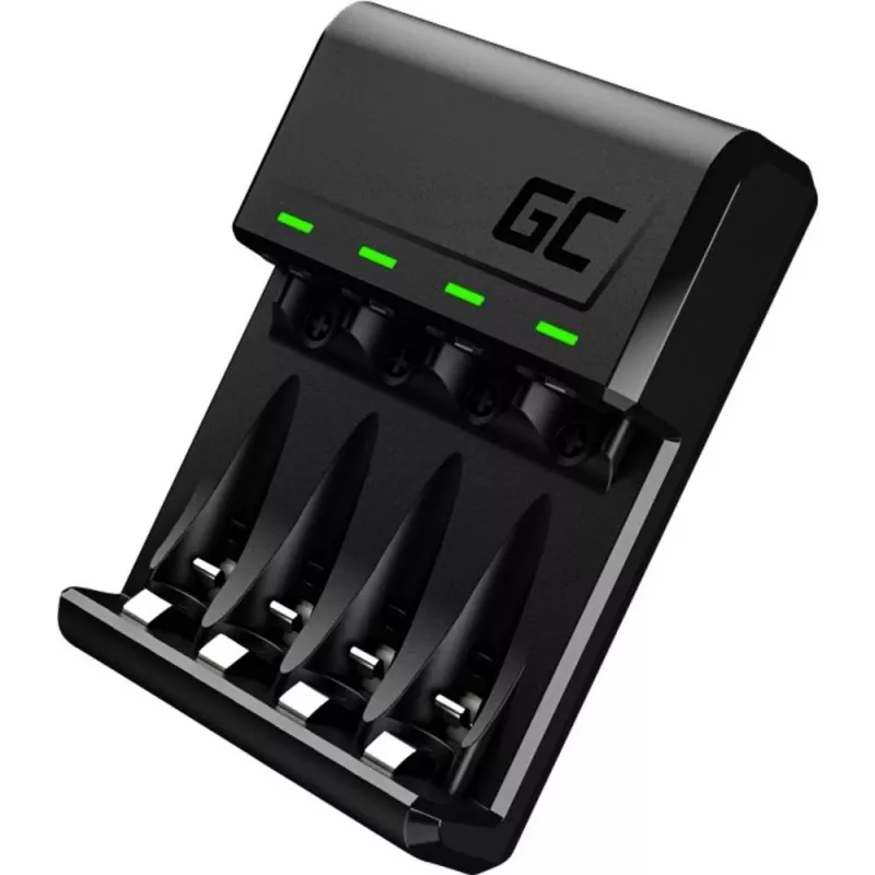Baterijas lādētājs zaļa Cell GC VitalCharger USB, 4 slotu, AA/AAA, darbināms ar USB, melns