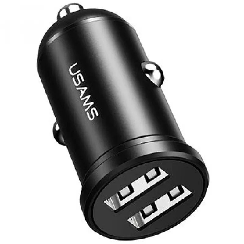 Auto lādētājs usams USA000867 — Divi USB 2×2.4A, Melns