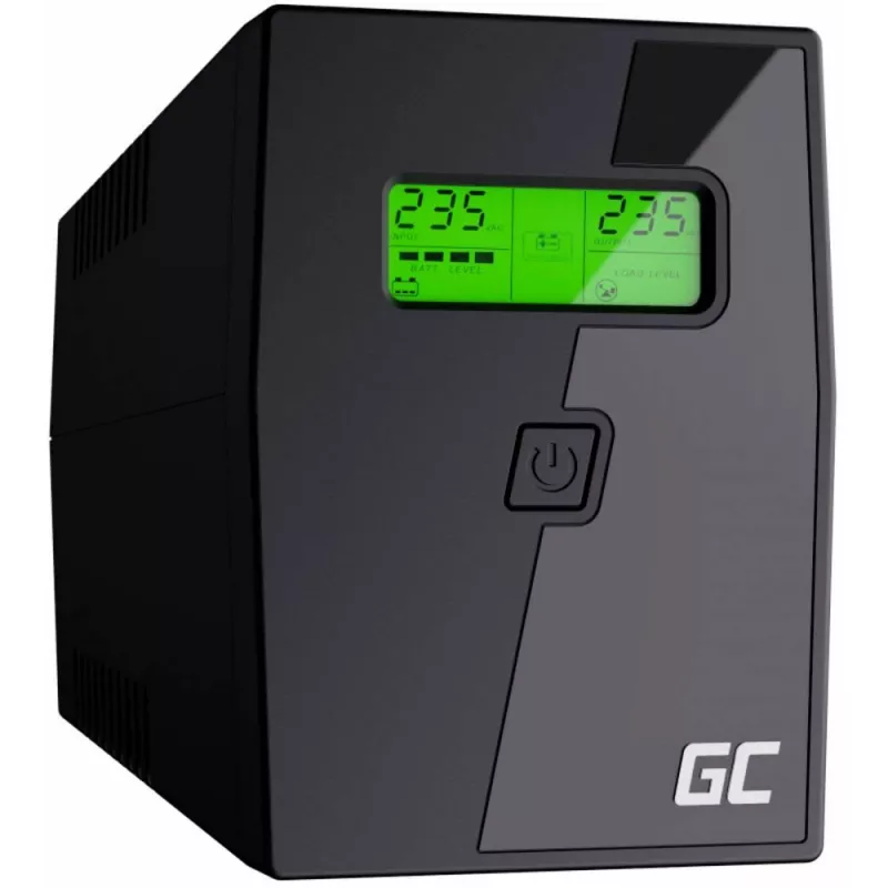 Green Cell UPS01LCD nepārtrauktās barošanas avots (UPS) Line-Interactive 0.6 kVA 360 W 2 AC kontaktligzdas