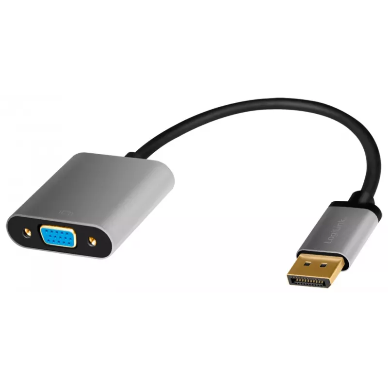 LogiLink CDA0109 savienotāju adapteris DisplayPort uz VGA 0,15 m pelēks/melns