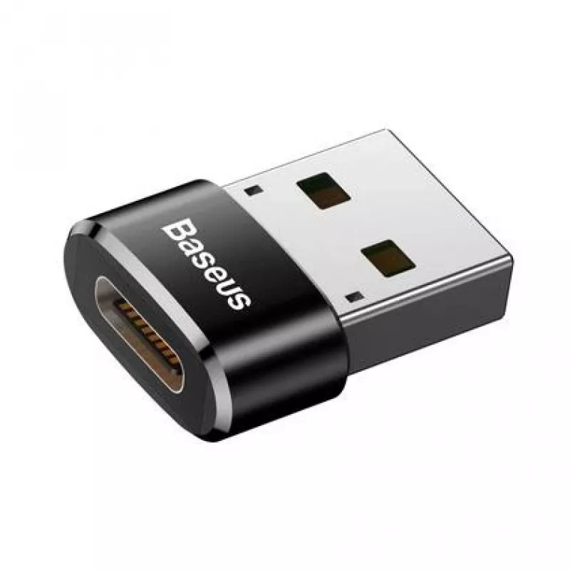 Baseus USB vīriešu savienotājs uz Type-C sieviešu adaptera pārveidotājs melns