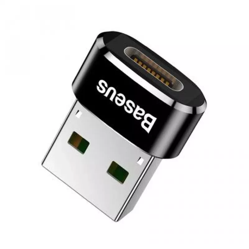 Baseus USB vīriešu savienotājs uz Type-C sieviešu adaptera pārveidotājs melns