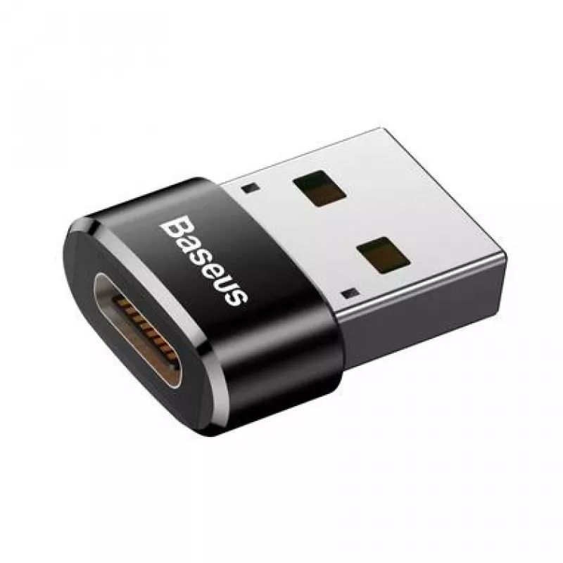 Baseus USB vīriešu savienotājs uz Type-C sieviešu adaptera pārveidotājs melns