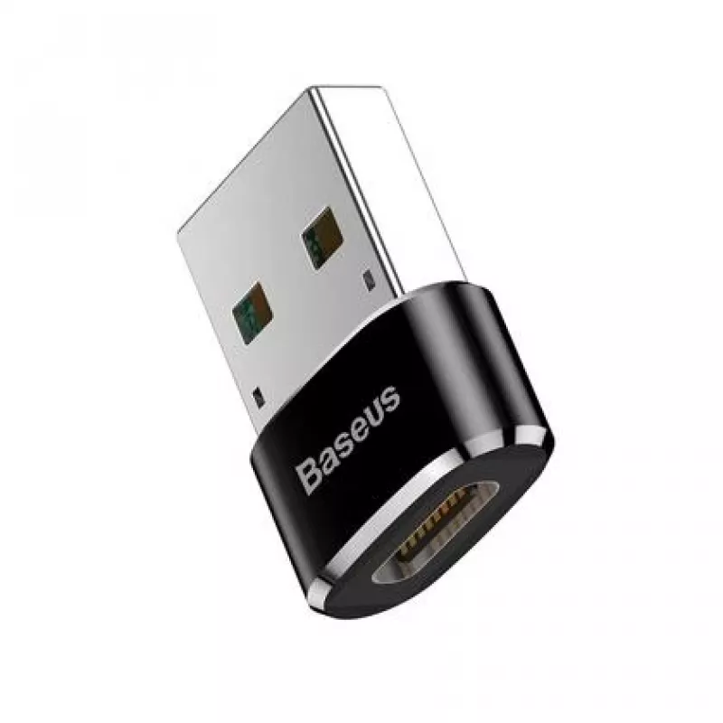 Baseus USB vīriešu savienotājs uz Type-C sieviešu adaptera pārveidotājs melns