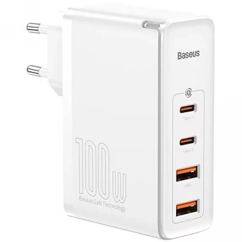Travel Charger Baseus GaN2 Pro Quick 2x USB + 2x USB-C, 100W, EU (Balts)