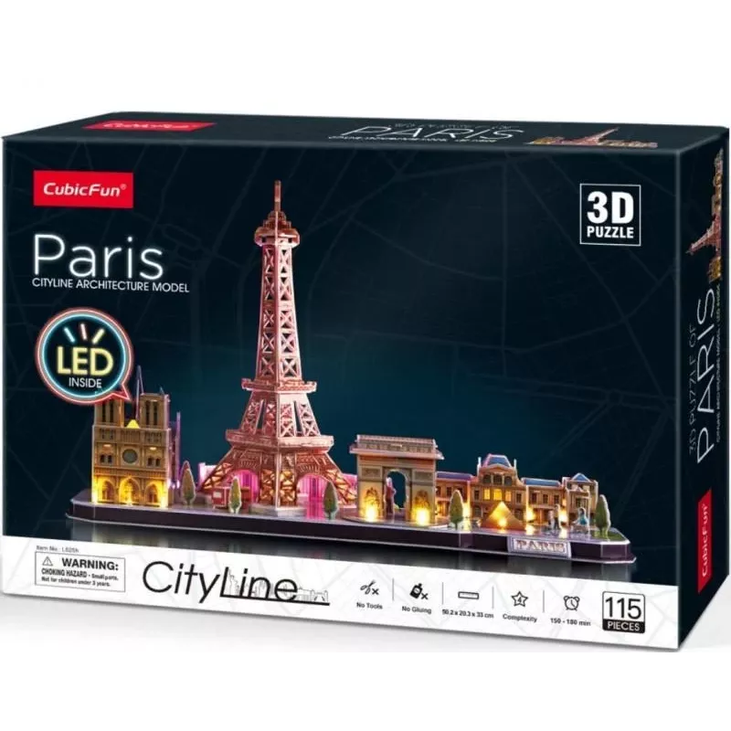 3D Puzzle CubicFun City Line Paris LED 115 gab.
