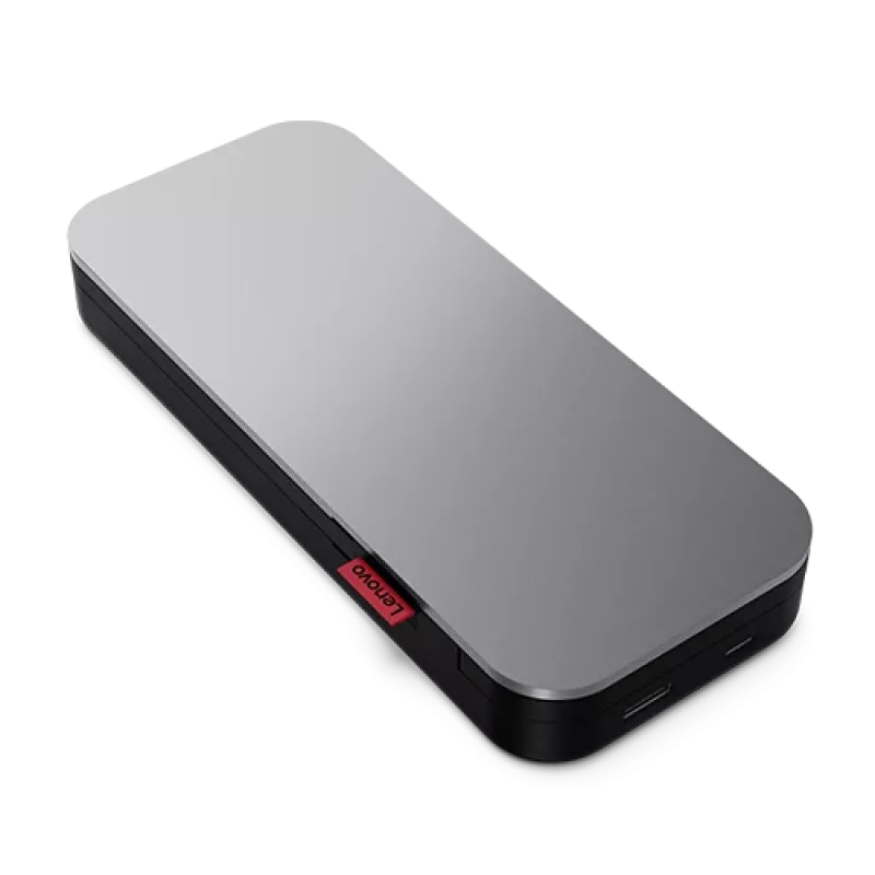 Lenovo Go USB-C klēpjdatora ārējais akumulators (20 000 mAh), litija jonu, melni pelēks, USB A un C tipa