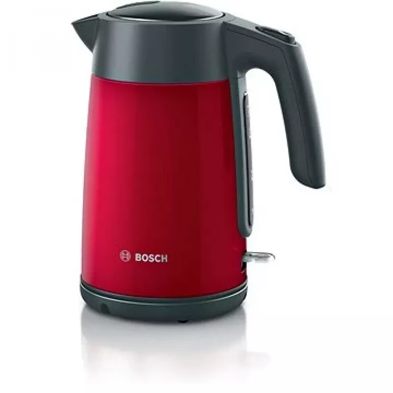 Elektriskā tējkanna Bosch TWK7L464 — 1,7 L tilpums, 2400 W, sarkana, plastmasas korpuss