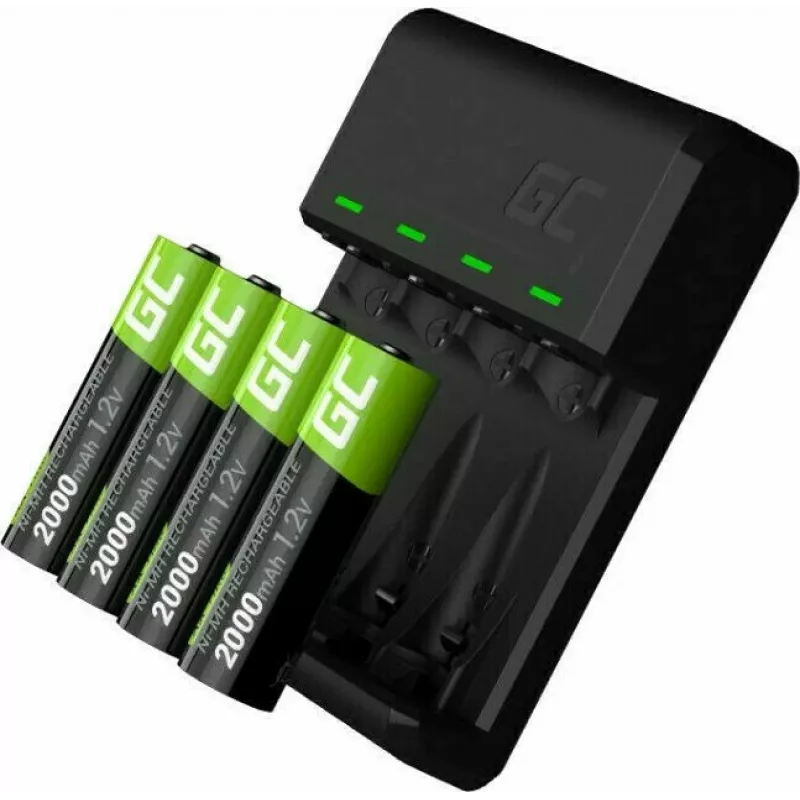 Akumulatora uzlādes ierīce zaļa Cell GC VitalCharger ar 4× AA 2000mAh NiMH baterijām
