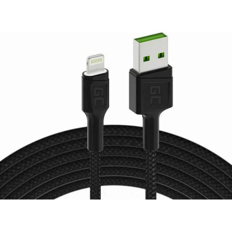 Lightning–USB-A kabelis zaļa Cell KABGC12, 2 m, Lightning – USB A, melns
