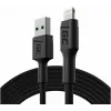 Lightning kabelis zaļa Cell KABGC18 — 2 m, Lightning uz USB-A, melns