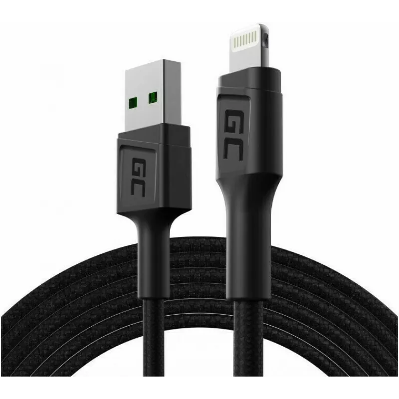 Lightning kabelis zaļa Cell KABGC18 — 2 m, Lightning uz USB-A, melns