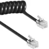 Spirālveida kabelis RJ10/4P4C/2m/melns