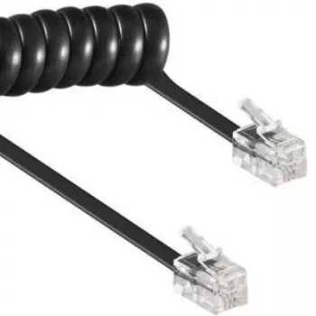 Spirālveida kabelis RJ10/4P4C/2m/melns