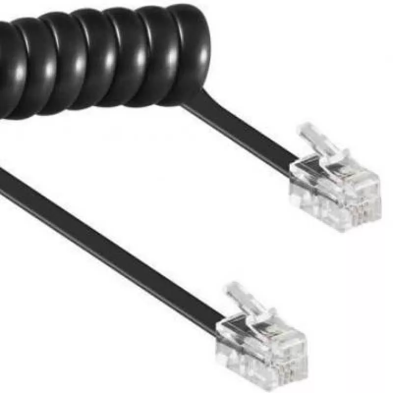 Spirālveida kabelis RJ10/4P4C/2m/melns