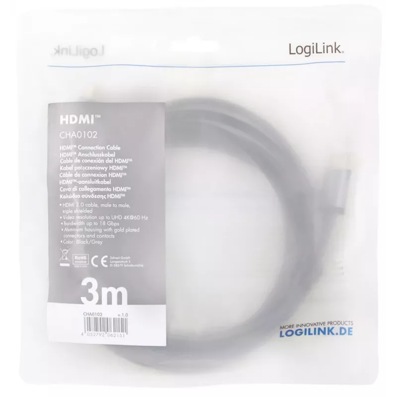 HDMI kabelis LogiLink CHA0102 3m