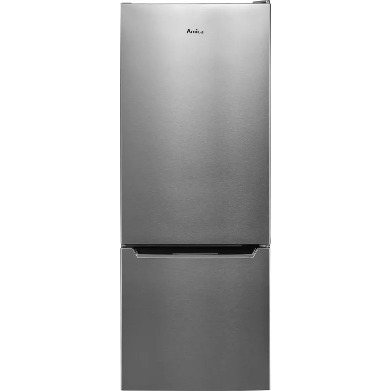 Brīvi stāvošs ledusskapis-salvētava AMICA KGCL 384 160 E, kopā 205 L, ledusskapis 153 L, saldētava 52 L, apakšā novietota saldētava, nerūsējošais tērauds