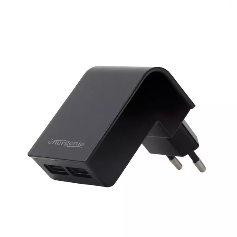 Auto lādētājs Gembird EG-U2C2A-CAR-02, 12–24 V ieeja, 5 V/2,1 A izeja, 2 × USB 2.0, melns