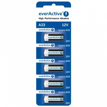 Sārma bateriju komplekts everActive A23 12V, 5 gb. blisterī — tālvadības pultīm un mazajām elektronikas ierīcēm