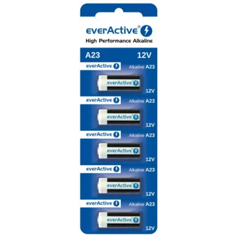 Sārma bateriju komplekts everActive A23 12V, 5 gb. blisterī — tālvadības pultīm un mazajām elektronikas ierīcēm
