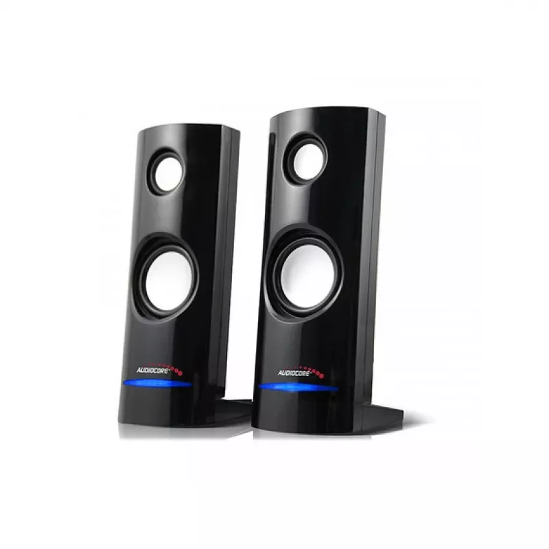 2-virzienu vadu PC skaļrunis Audiocore AC860, 2.0 kanāli, 4 W RMS, USB barošana, 3,5 mm ieeja, melns