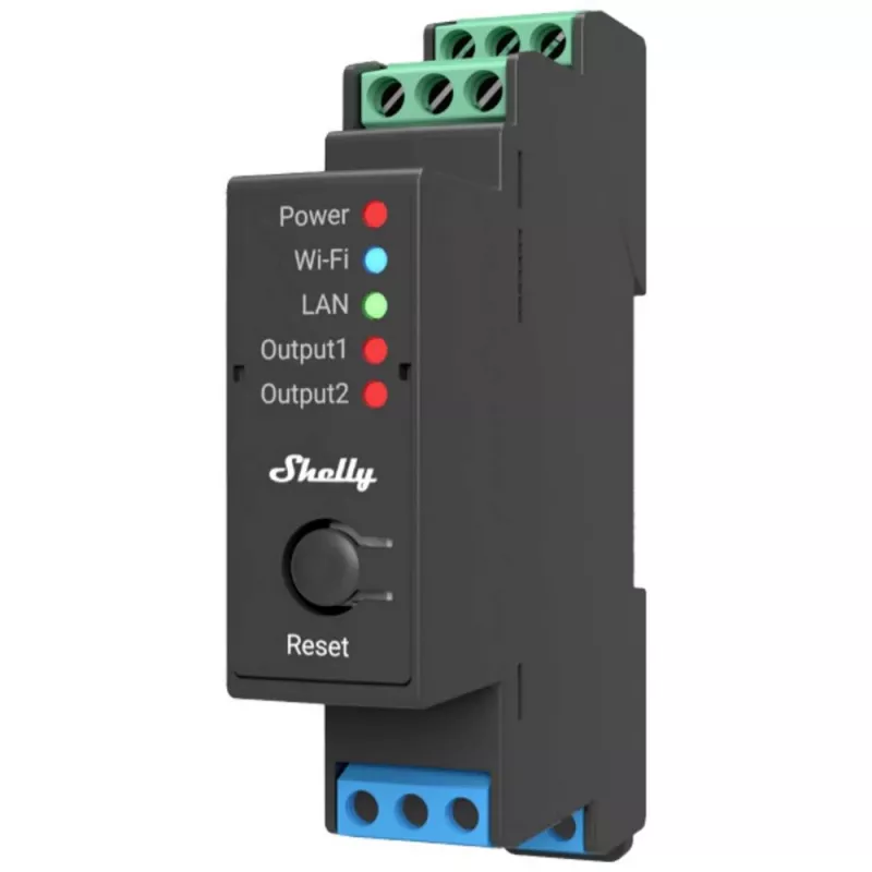 Shelly Pro 2 DIN sliežu WiFi/LAN/Bluetooth releju slēdzis